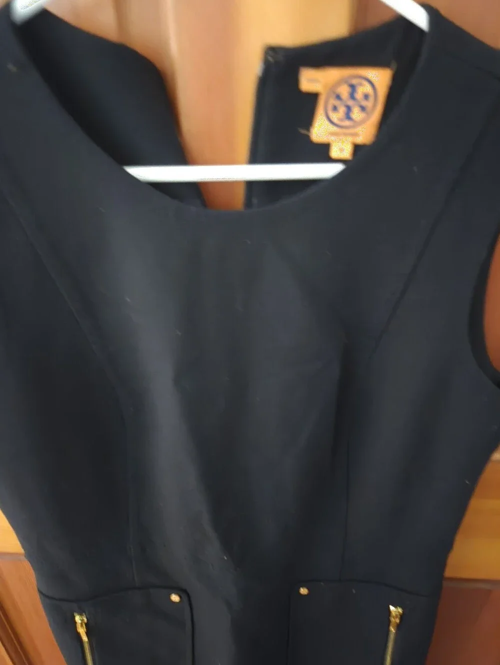 Tory Burch Black Sleeveless Mini Dress with Gold Zippers